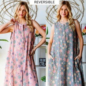 Oli & Hali Reversible Pink and Gray Wide Leg Jumpsuit